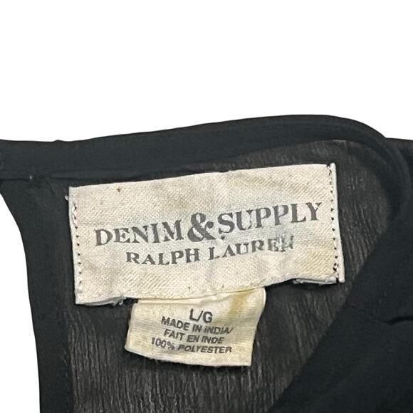 Vintage Denim & Supply Ralph Lauren Floral Sheer Shift Dress Drop Waist Red Blk - Picture 3 of 8